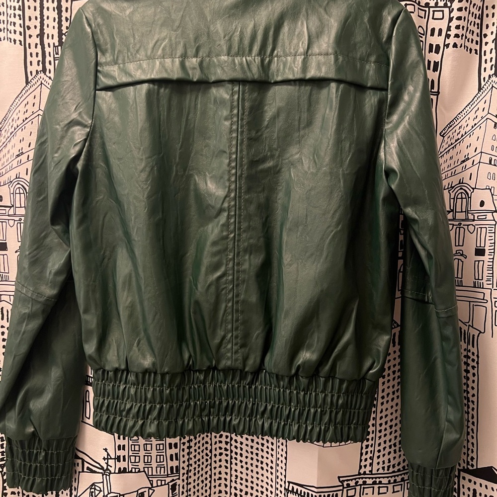 Green Faux Leather Jacket - Picture 4 of 11